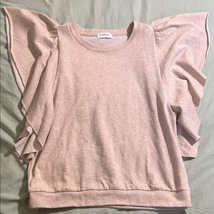 Tan Ruffle Sleeve Top